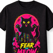 Fear The Meow Black Cat Kaiju Funny Halloween Monster Graphic Unisex T-Shirt