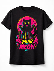 Fear The Meow Black Cat Kaiju Funny Halloween Monster Graphic Unisex T-Shirt