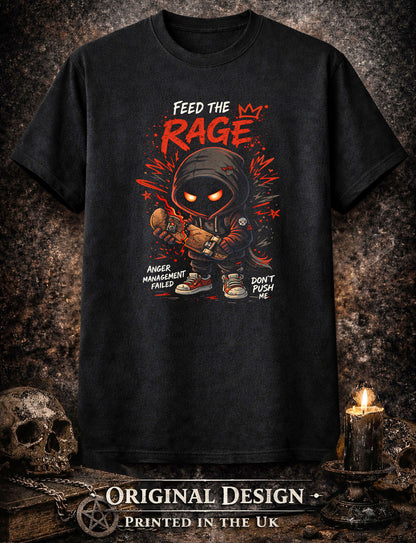 Feed the Rage T Shirt Gothic Cartoon Punk Anger Rebel Unisex Graphic Tee
