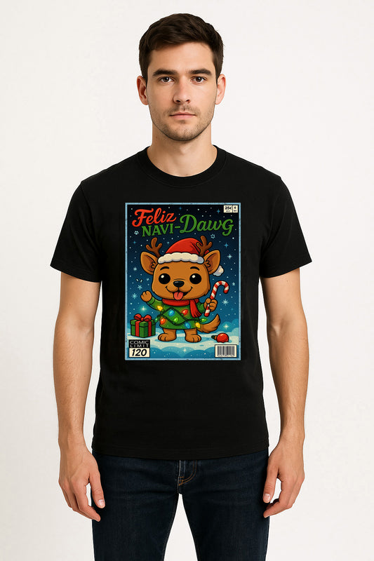 Feliz Navi-Dawg Funny Dog Christmas Unisex Christmas T-Shirt or Hoodie