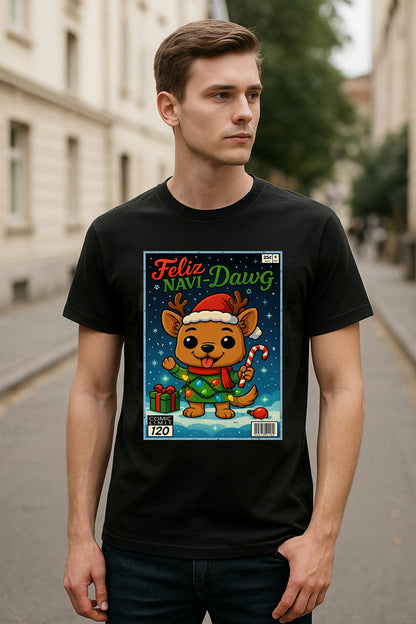 Feliz Navi-Dawg Funny Dog Christmas Unisex Christmas T-Shirt or Hoodie