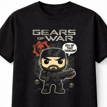 Marcus Fenix Gears Of War T-Shirt Gaming Action Unisex Black Graphic Tee