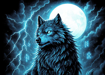 Fenrir Norse Wolf T Shirt Ragnarok Mythology Viking Moon Dark Fantasy Tee