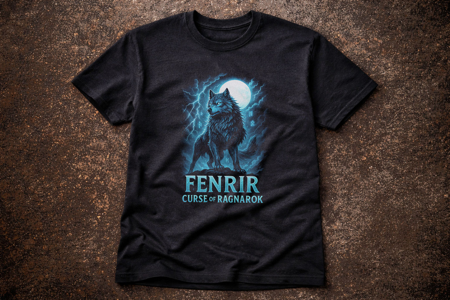 Fenrir Norse Wolf T Shirt Ragnarok Mythology Viking Moon Dark Fantasy Tee