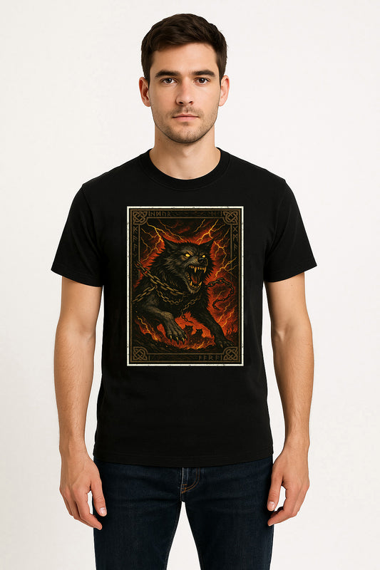 Fenrir The Bound Wolf Unisex Norse Myth T-Shirt