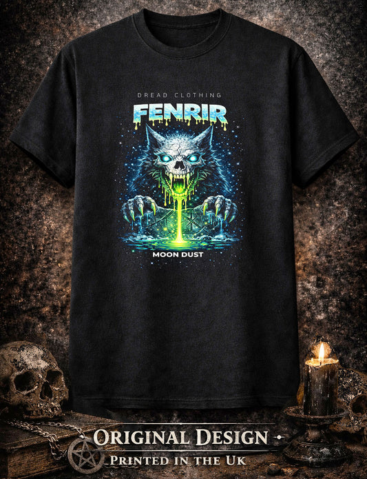 Fenrir Wolf Unisex Toxic Gothic Horror Graphic T-Shirt Norse Moon Dust Tee