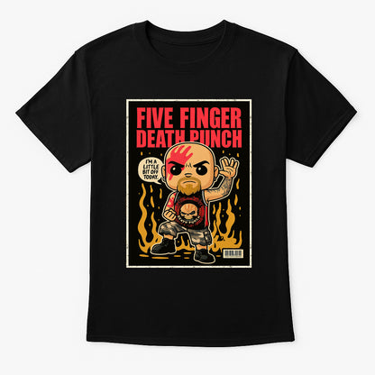 Five Finger Death Punch Unisex T-Shirt – “A Little Bit Off” Cartoon Pop Art Metal Band Tee