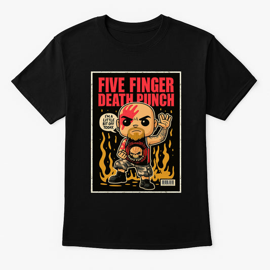 Five Finger Death Punch Unisex T-Shirt – “A Little Bit Off” Cartoon Pop Art Metal Band Tee