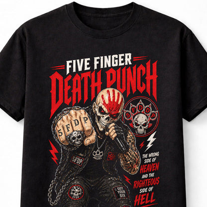 Five Finger Death Punch 5FDP Heavy Metal Band Skull Graphic T-Shirt Wrong Side Of Heaven Righteous Side Of Hell Music Fan Tee Adult & Kids Unisex T-Shirt