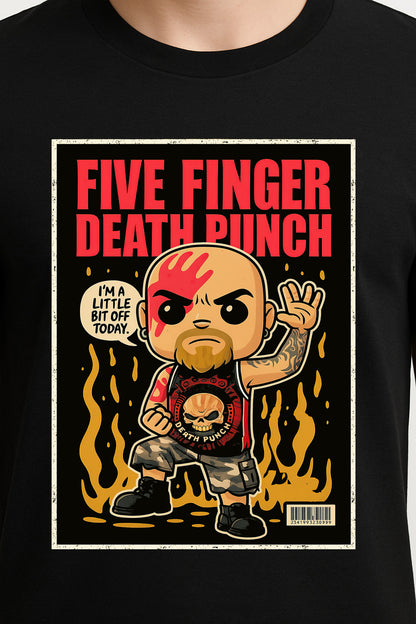 Five Finger Death Punch Unisex T-Shirt – “A Little Bit Off” Cartoon Pop Art Metal Band Tee