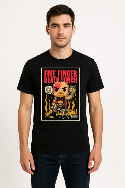 Five Finger Death Punch Unisex T-Shirt – “A Little Bit Off” Cartoon Pop Art Metal Band Tee