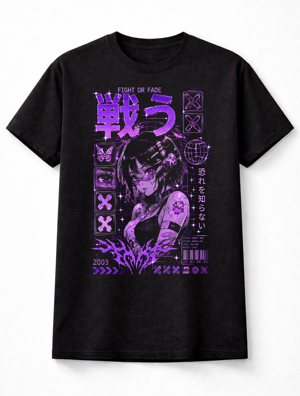 Fight Or Fade Anime Y2K Goth Gamer Manga Unisex T-Shirt