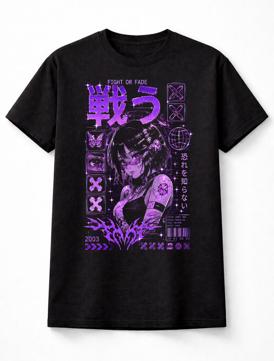 Fight Or Fade Anime Y2K Goth Gamer Manga Unisex T-Shirt