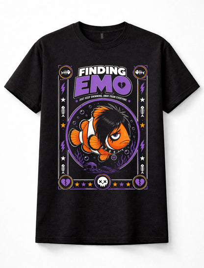 Finding Emo Clownfish Goth Punk Funny Fish Alternative Black Unisex T-Shirt