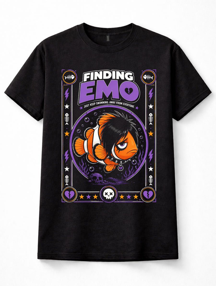 Finding Emo Clownfish Goth Punk Funny Fish Alternative Black Unisex T-Shirt