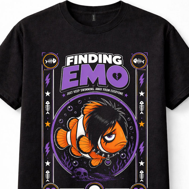 Finding Emo Clownfish Goth Punk Funny Fish Alternative Black Unisex T-Shirt
