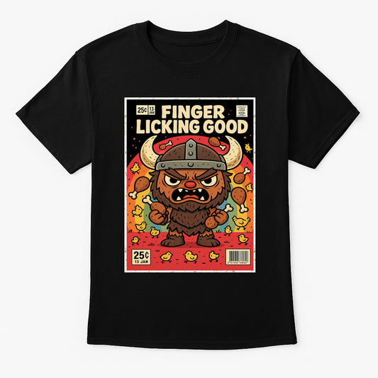 Finger Licking Good Viking Unisex T-Shirt Funny Comic Norse KFC Chicken Tee