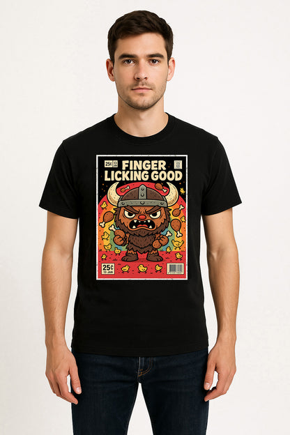 Finger Licking Good Viking Unisex T-Shirt Funny Comic Norse KFC Chicken Tee