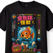 Japanese Goldfish Bowl Kaiju Monster City Rampage Graphic Unisex T-Shirt