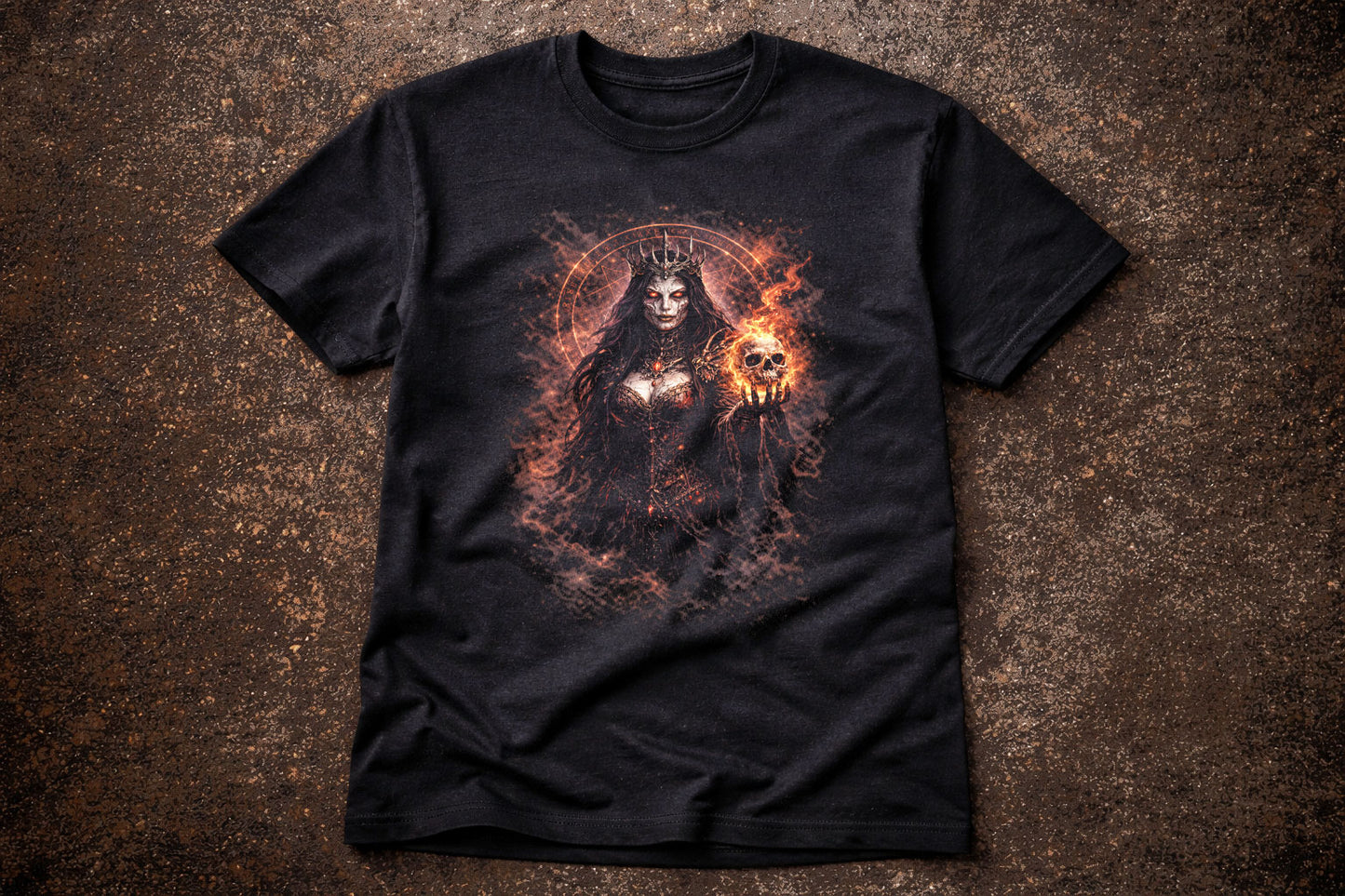 Witch T-Shirt Dark Fantasy Gothic Flame Ritual Unisex Black Graphic Tee