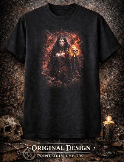 Witch T-Shirt Dark Fantasy Gothic Flame Ritual Unisex Black Graphic Tee