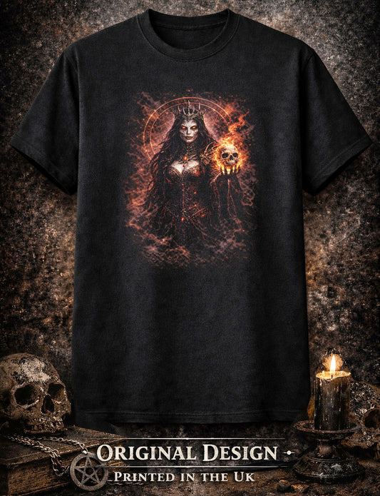 Witch T-Shirt Dark Fantasy Gothic Flame Ritual Unisex Black Graphic Tee