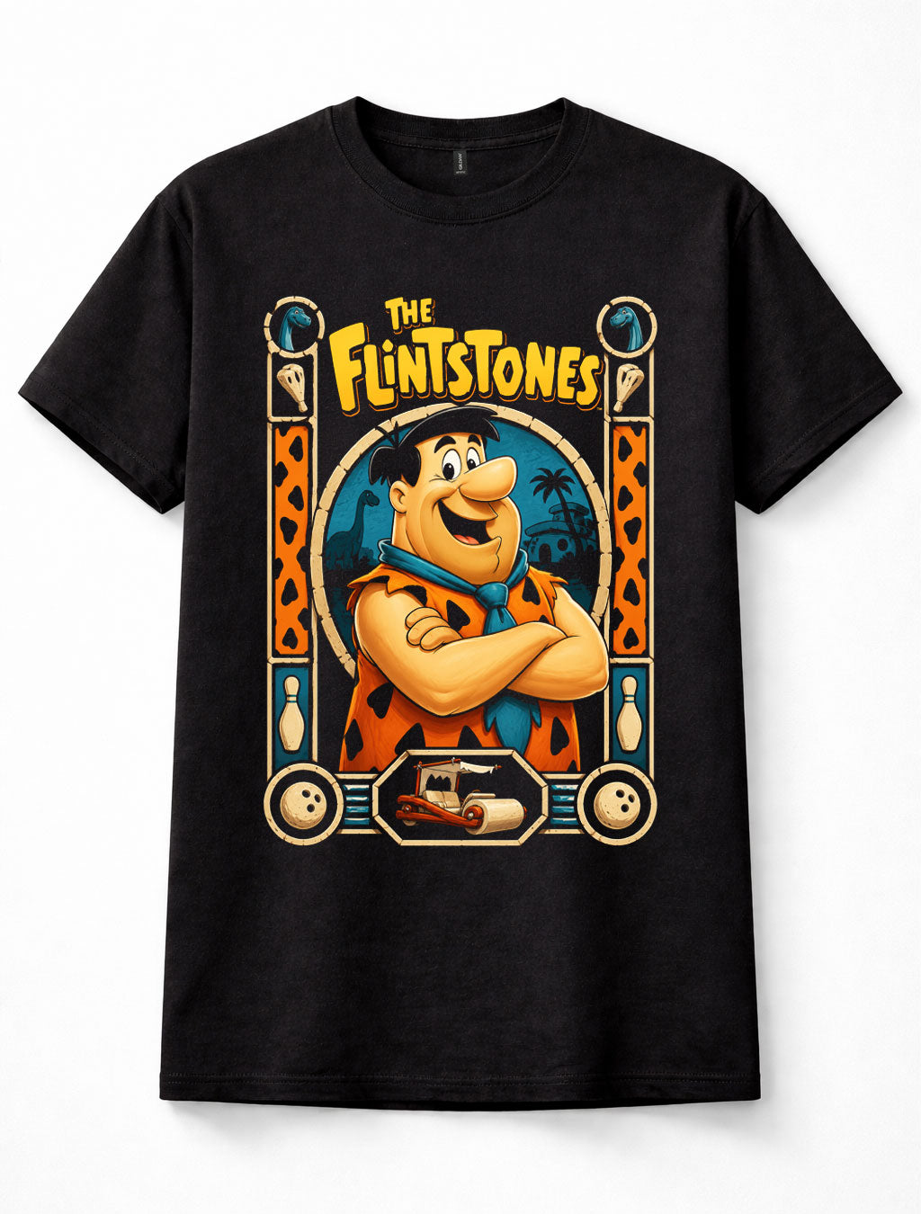 The Flintstones Fred Flintstone Bedrock Cartoon Retro Black Unisex T-Shirt