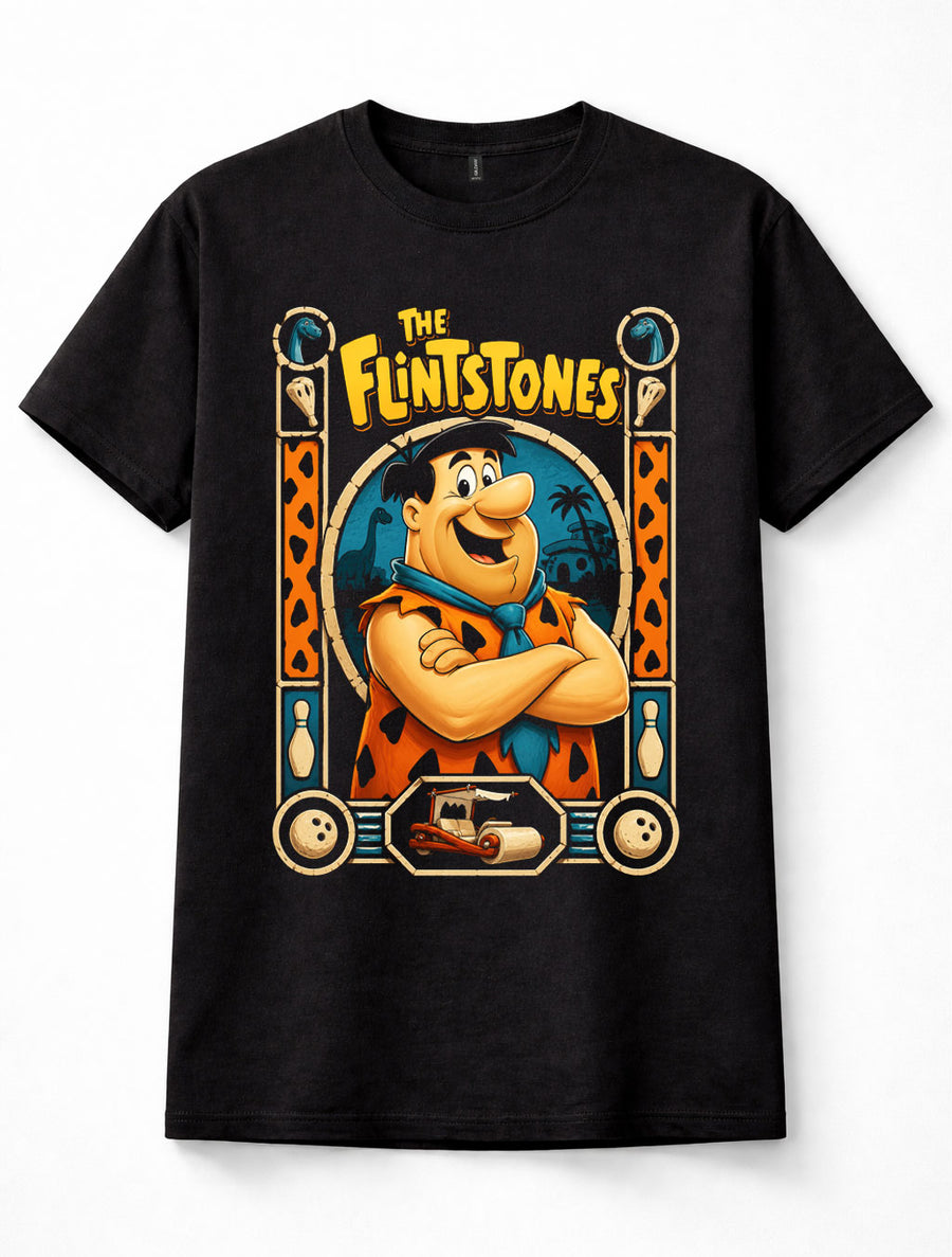 The Flintstones Fred Flintstone Bedrock Cartoon Retro Black Unisex T-Shirt