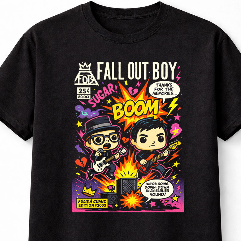 Fall Out Boy “Folie à Comic” Edition Graphic T-Shirt – Unisex Black Band Tee