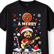 Foo Fighters Merry Christmas Rock Music Santa Guitar Festive Unisex T-Shirt