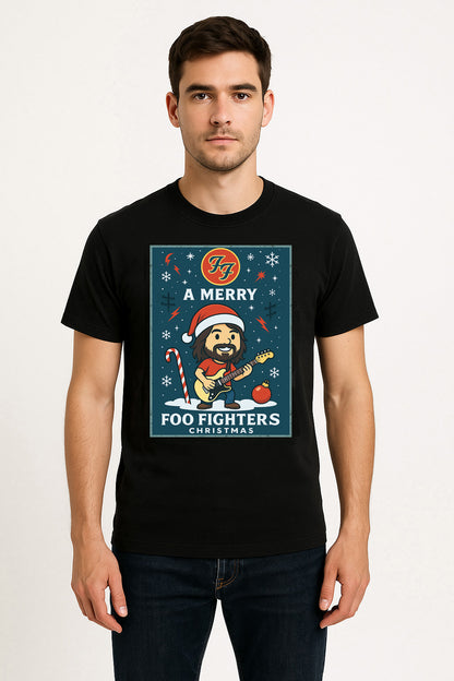 Foo Fighters Merry Christmas Cartoon X-Mas Unisex T-Shirt Adults & Kids