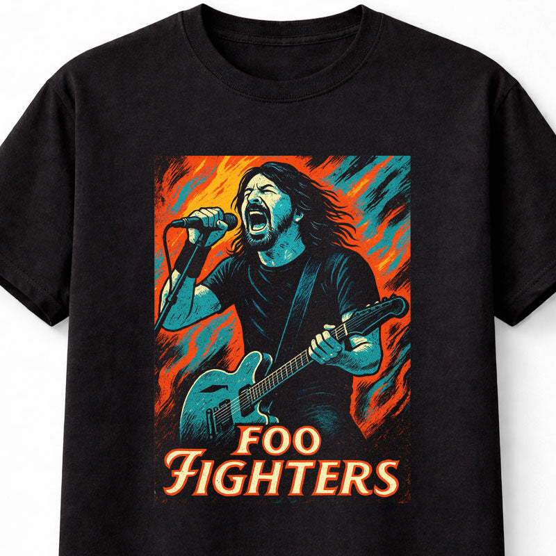 Foo Fighters Dave Grohl Cartoon Style Alternative Rock Classic Adults & Kids Unisex T-Shirt