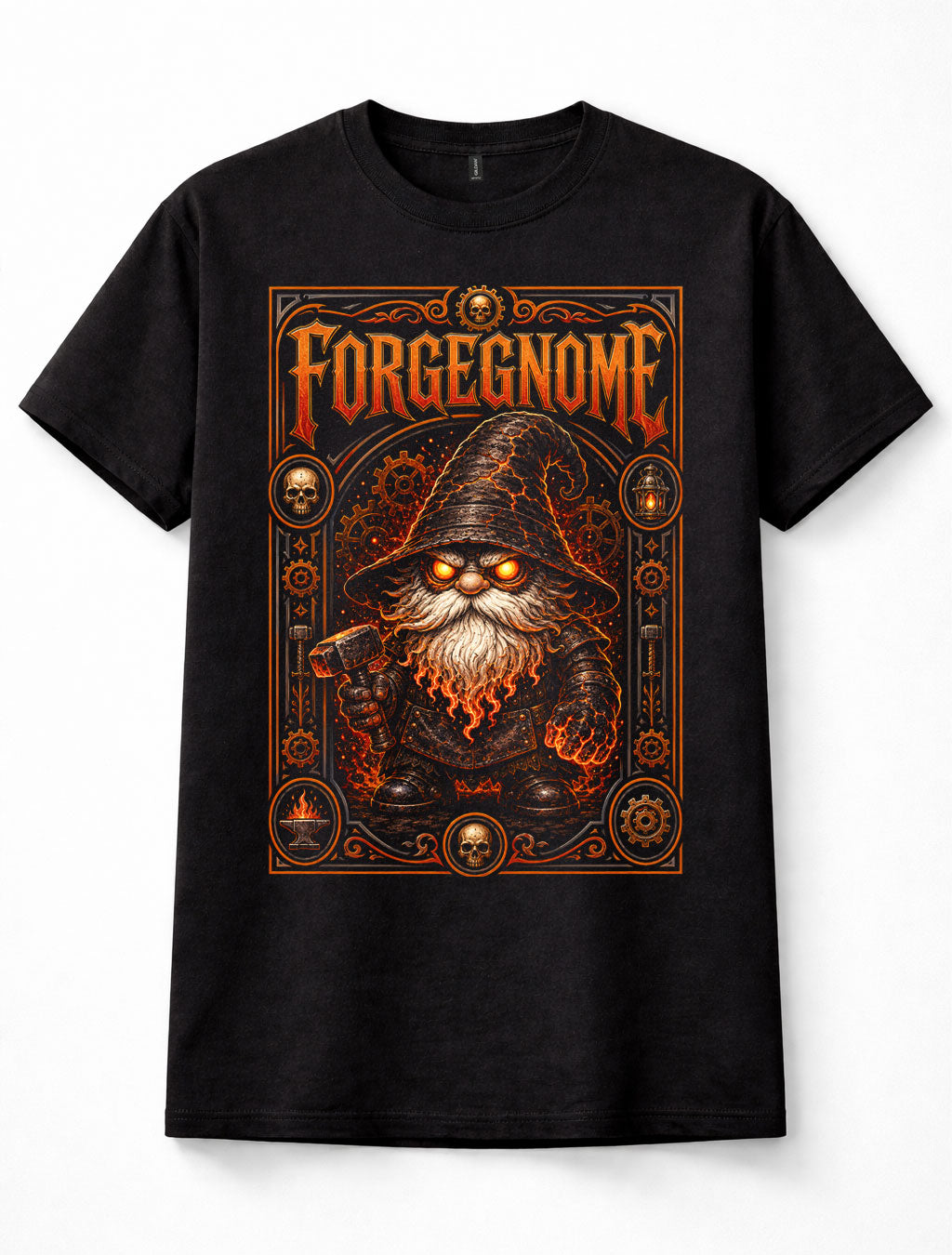 Forge Gnome Fire Dwarf Blacksmith Hammer Steampunk Fantasy Graphic Unisex T-Shirt