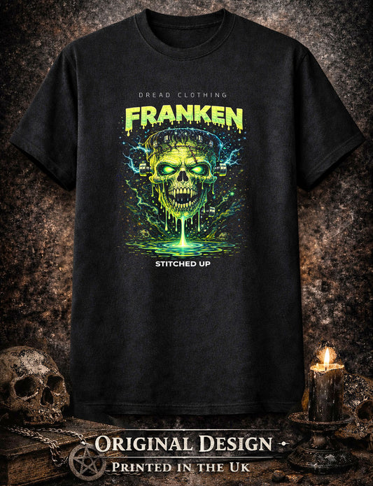 Frankenstein Skull Unisex Toxic Gothic Horror Graphic T-Shirt Monster Dark Tee