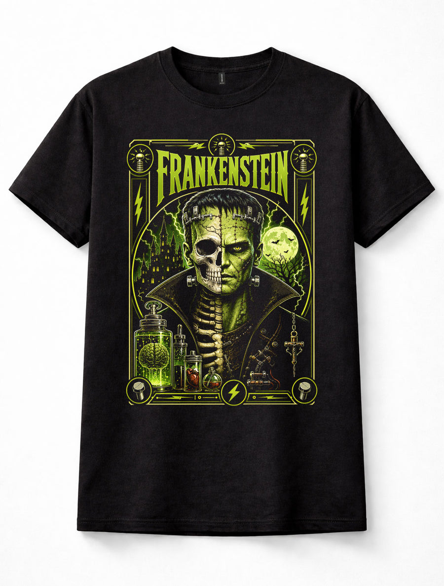 Frankenstein Monster Gothic Horror Laboratory Lightning Halloween Unisex T-Shirt