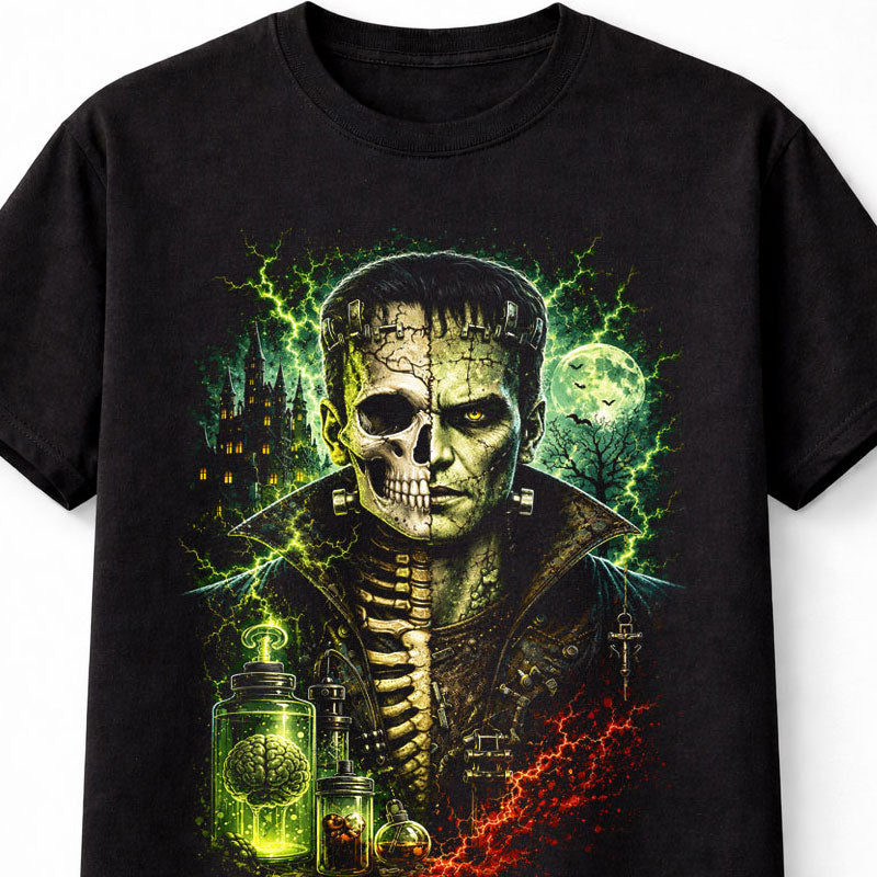 Frankenstein Monster Skeleton Gothic Horror Halloween Unisex T-Shirt