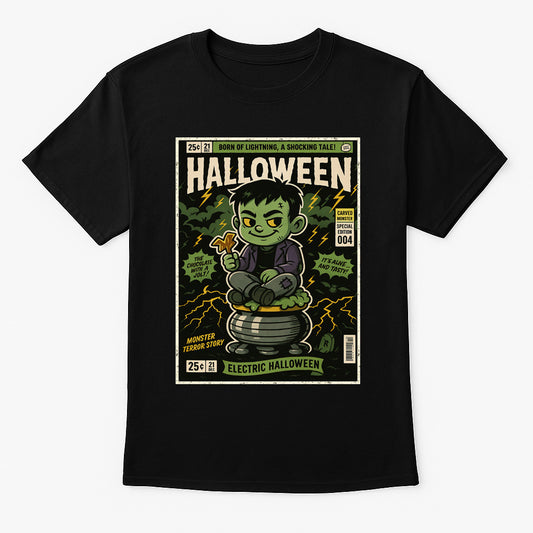 Electric Halloween Frankenstein Unisex T-Shirt Retro Monster Tee