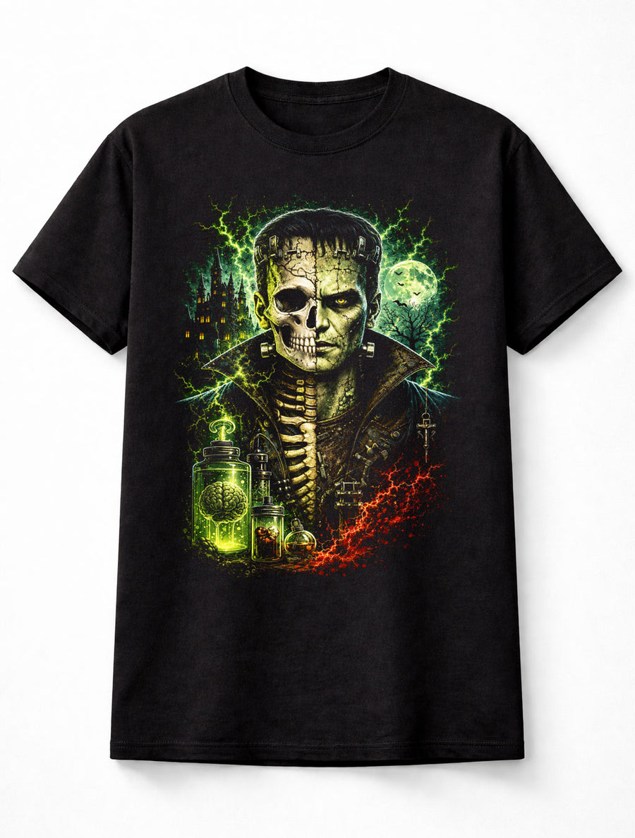Frankenstein Monster Skeleton Gothic Horror Halloween Unisex T-Shirt