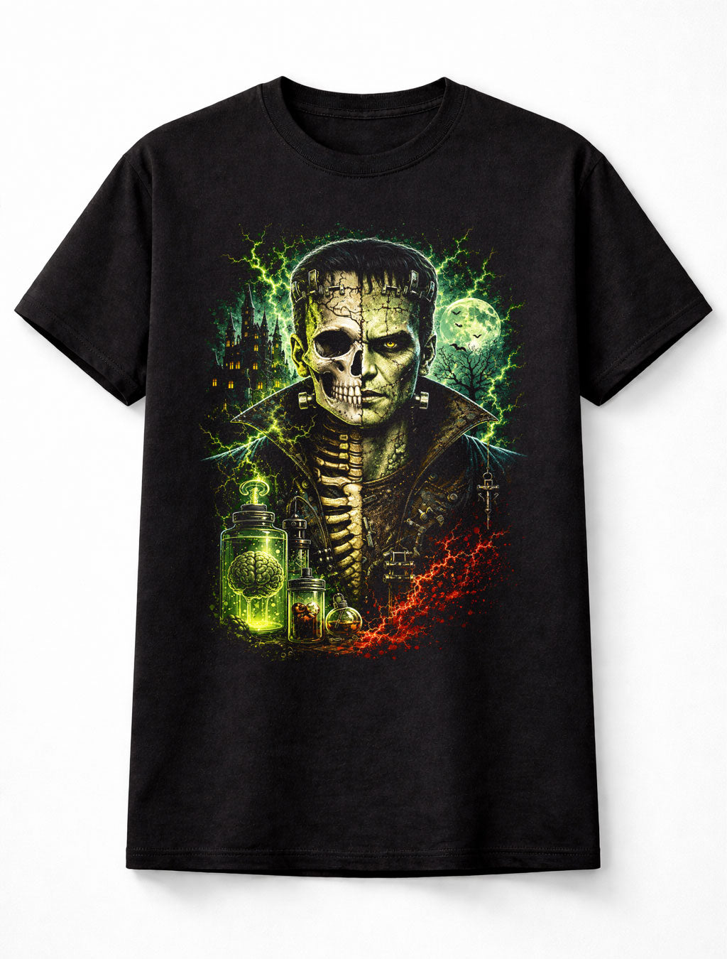 Frankenstein Monster Skeleton Gothic Horror Halloween Unisex T-Shirt