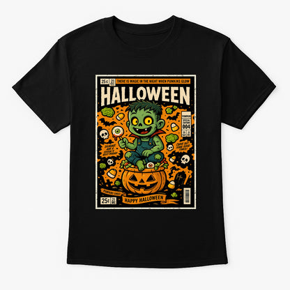 Pumpkin Patch Monster Unisex T-Shirt Retro Halloween Comic Tee