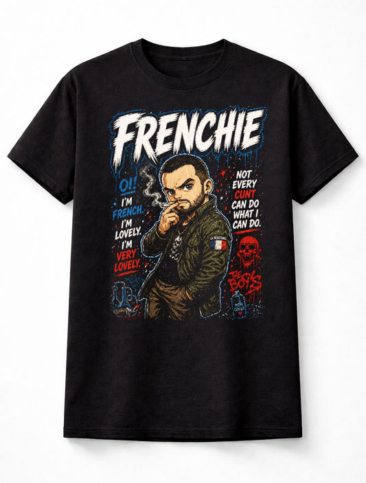 Frenchie The Boys Dark Superhero Graphic Tee Anti Hero TV Show Unisex Adults & Kids T-Shirt