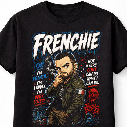 Frenchie The Boys Dark Superhero Graphic Tee Anti Hero TV Show Unisex Adults & Kids T-Shirt