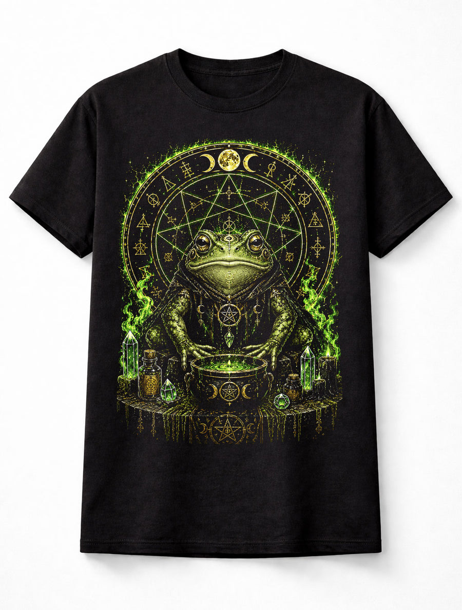Frog Witchcraft Occult Pagan Magic Gothic Black Unisex T-Shirt