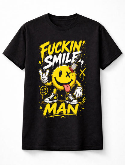 Funny Smiley Face Emoji Knife Smile Humor Edgy Cartoon Grunge Unisex T-Shirt