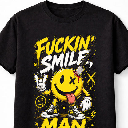 Funny Smiley Face Emoji Knife Smile Humor Edgy Cartoon Grunge Unisex T-Shirt