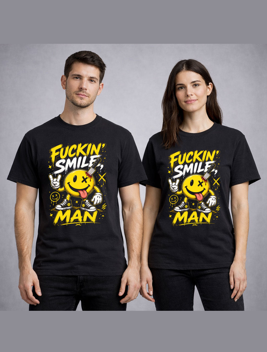Funny Smiley Face Emoji Knife Smile Humor Edgy Cartoon Grunge Unisex T-Shirt