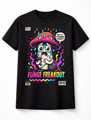 Fungi Freakout Funny Mushroom Psychedelic Cartoon Graphic Unisex T-Shirt