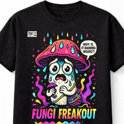 Fungi Freakout Funny Mushroom Psychedelic Cartoon Graphic Unisex T-Shirt