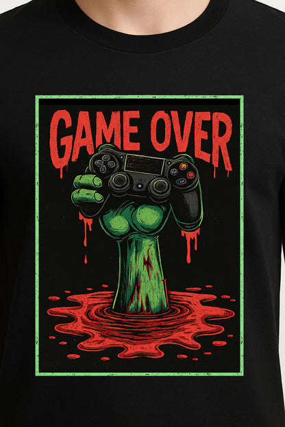 Game Over Unisex T-Shirt – Zombie Gamer Undead Horror Video Game Graphic Tee