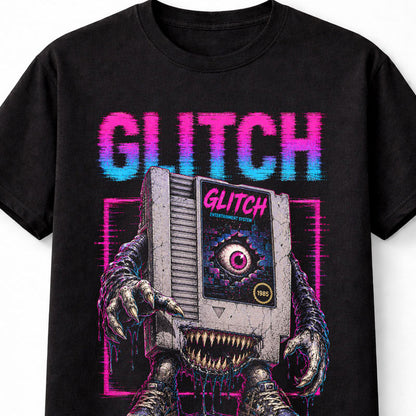 Glitch Game Cartridge Monster Retro Gaming Horror 1985 Unisex T-Shirt